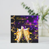 Prachtig gouden lichten champagne verjaardagsfeest kaart (Staand voorkant)