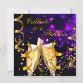 Prachtig gouden lichten champagne verjaardagsfeest kaart (Voorkant)