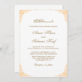 Prachtig gouden lijst moslim bruiloft uitnodiginge kaart (Voorkant / Achterkant)