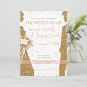 Prachtig - Gouden Roze UITNODIGING 1 (Staand voorkant)