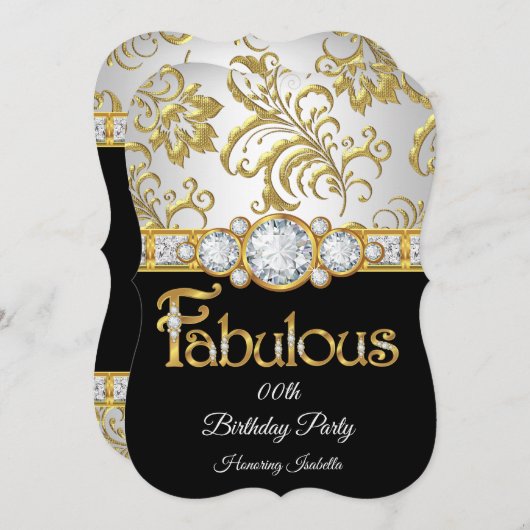 Prachtig gouden zwart diamant wit verjaardagsfeest kaart (Voorkant / Achterkant)