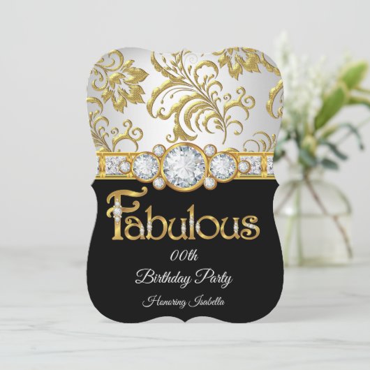 Prachtig gouden zwart diamant wit verjaardagsfeest kaart (Staand voorkant)