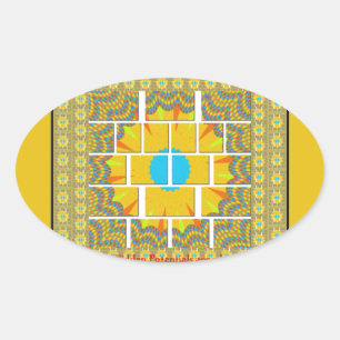 Prachtig goudgeel verbazingwekkend grafisch ontwer ovale sticker