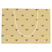 Prachtig grafisch handgeschreven bijenpatroon large cadeautasje (Achterkant)