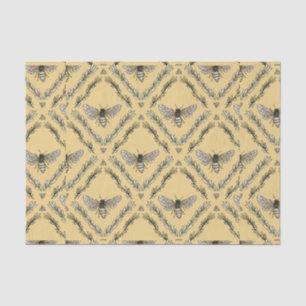 Prachtig grafisch handgeschreven bijenpatroon tissuepapier