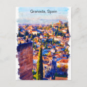 Prachtig Granada Spanje Waterverf Uitzicht Briefkaart (Voorkant)