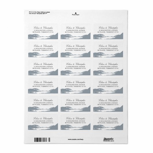 Prachtig grijs bergmeer | Bruiloft Etiket (Full Sheet)