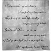 Prachtig grijs/zilverreinigingsmantra-ontwerp douchegordijn (Voorkant)