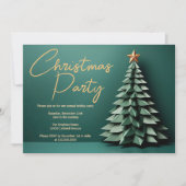 Prachtig Groen Goud Kerstboom Vakantie Party Kaart (Voorkant)