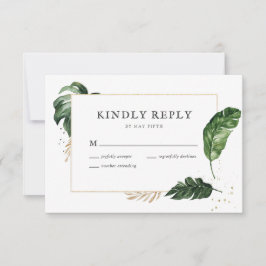 Prachtig Groen Gouden Lijst Huwelijks-RSVP Kaart