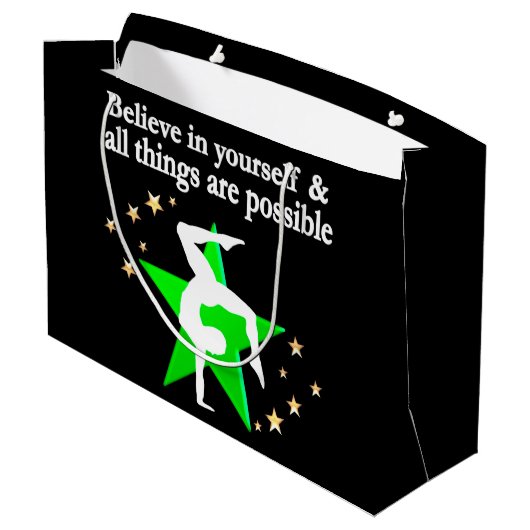 PRACHTIG GROEN GYMNASTIEK ONTWERP GROOT CADEAUZAKJE (Achterkant Gekanteld)