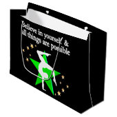 PRACHTIG GROEN GYMNASTIEK ONTWERP GROOT CADEAUZAKJE (Voorkant Gekanteld)