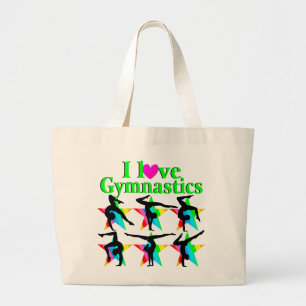 PRACHTIG GROEN IK HOU VAN GYMNASTIEK ONTWERP GROTE TOTE BAG