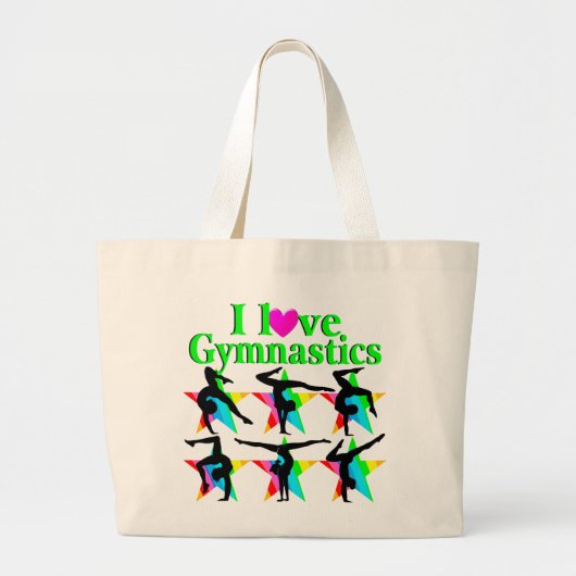 PRACHTIG GROEN IK HOU VAN GYMNASTIEK ONTWERP GROTE TOTE BAG (Voorkant)