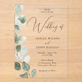 Prachtig groen moderne bruiloft acryl uitnodigingen (Voorkant)