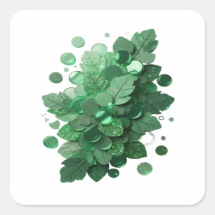 Prachtig groene GROENE BLADEREN EN GLINSTERENDE MU Vierkante Sticker