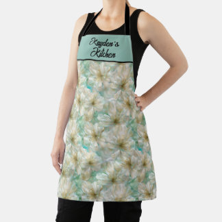 Prachtig groene luxe parel bloemenkoker keuken schort