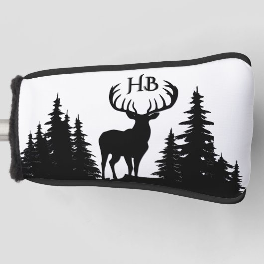 Prachtig grote gespierde bok Monogram Golfheadcover (Voorkant)