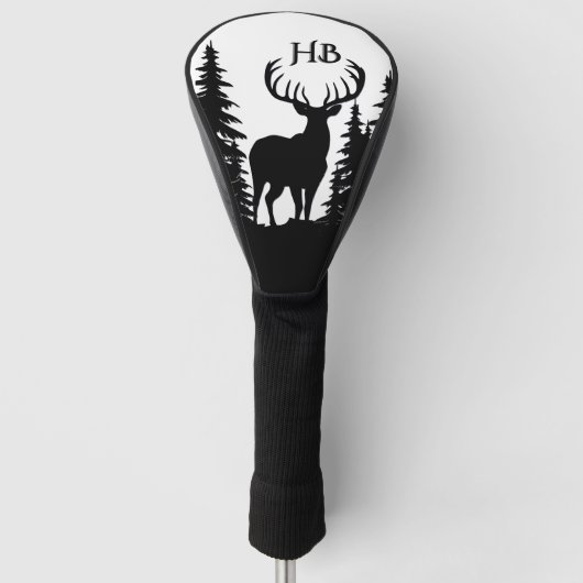 Prachtig grote hertenbok met monogram golfheadcover (Voorkant)