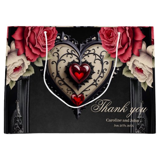 Prachtig gulle gotische hart. groot cadeauzakje (Voorkant)