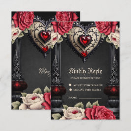 Prachtig gulle gotische hart. RSVP kaartje