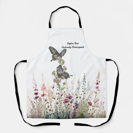 Prachtig handgeschilderd bedreigd Ceylon Roos Schort (Voorkant)