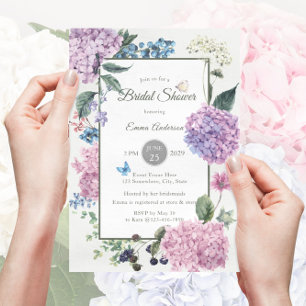 Prachtig handgeschilderd Hydrangea Vrijgezellenfee Kaart