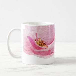 Prachtig handgeschilderde roze pioenen koffiemok