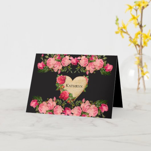 Prachtig hart gepersonaliseerd kaart (Gele Bloem)