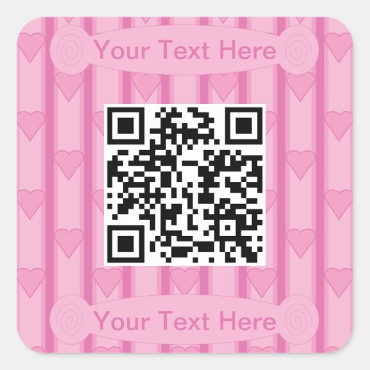 Prachtig hart QR-code Vierkante Sticker (Voorkant)