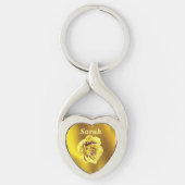 Prachtig hartvormig Golden Roos, gepersonaliseerd Sleutelhanger (Voorkant)