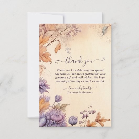 Prachtig herfstblad, herfstbruiloft bedankkaart (Voorkant)