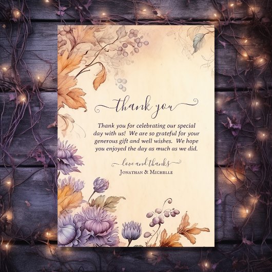 Prachtig herfstblad,  herfstbruiloft bedankkaart