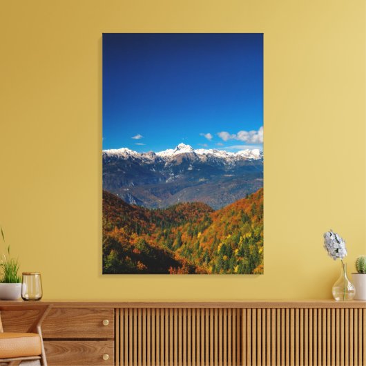Prachtig herfstlandschap een uitzicht op de berg T Canvas Afdruk (Insitu (Woonkamer))