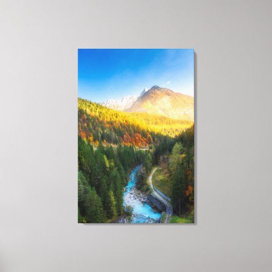 Prachtig herfstlandschap in Auronzo di Cadore, Ita Canvas Afdruk (Voorkant)