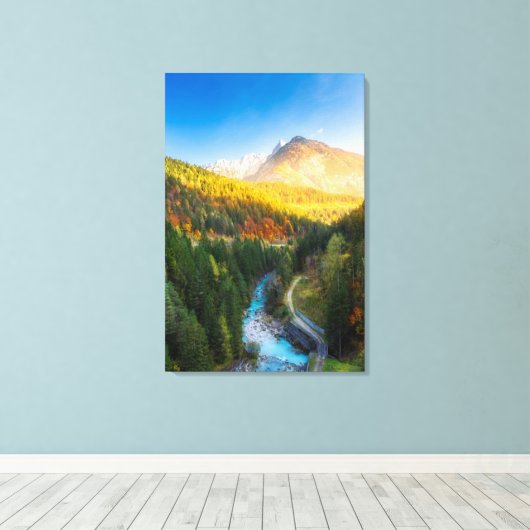 Prachtig herfstlandschap in Auronzo di Cadore, Ita Canvas Afdruk (Insitu (Houten vloer))