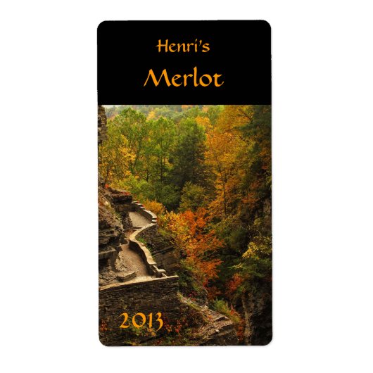 Prachtig herfstwijnetiket etiket (Voorkant)