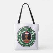 Prachtig Ho Ho Ho Prettig Kerstfeest Afro Meisje Tote Bag (Achterkant)