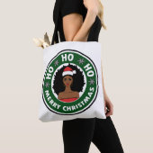 Prachtig Ho Ho Ho Prettig Kerstfeest Afro Meisje Tote Bag (Dichtbij)