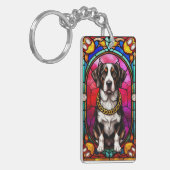 Prachtig hondenportret in Glas in lood artwork Sleutelhanger (Voorkant Links)
