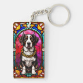 Prachtig hondenportret in Glas in lood artwork Sleutelhanger (achterkant)