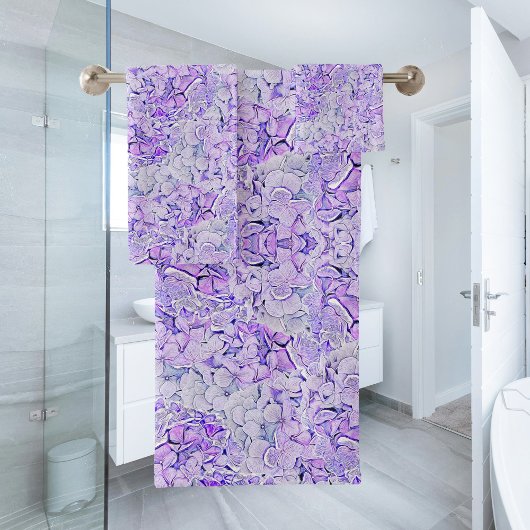 Prachtig hortensia patroon in lavendel, bloemen bad handdoek