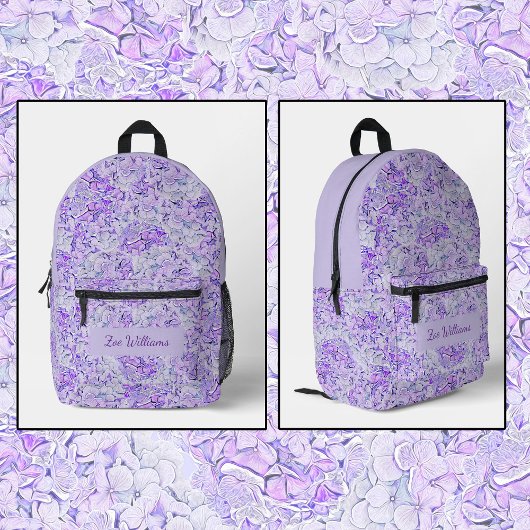 Prachtig hortensia patroon in lavendel, bloemen bedrukte rugzak