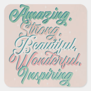 Prachtig inspirerend 3D-typografisch script Vierkante Sticker