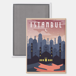 Prachtig Istanbul Turkije Retro Cityscape Magneet
