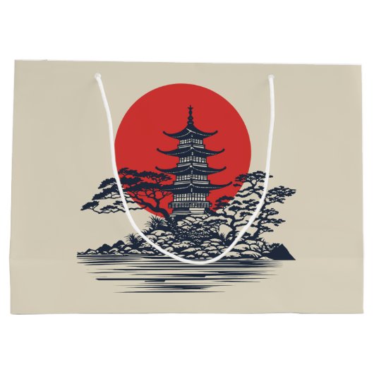 Prachtig Japans landschap met zonsopgang Groot Cadeauzakje (Achterkant)