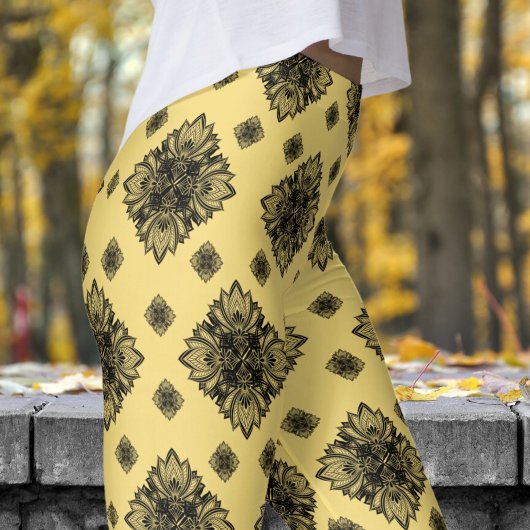 Prachtig Jasmin geel Mandela patroon Leggings