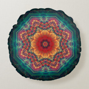 Prachtig kaleidoscoop met meerdere kleuren, bloemp rond kussen