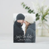 Prachtig kalligrafieportret Save the Date Briefkaa Briefkaart (Staand voorkant)