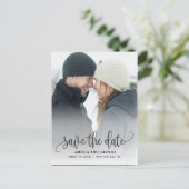 Prachtig kalligrafieportret Save the Date Briefkaa Briefkaart (Staand voorkant)